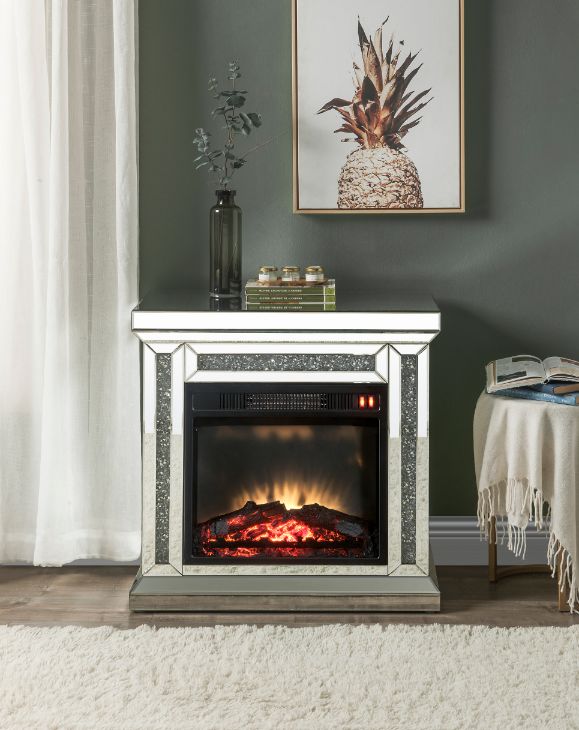 Noralie Mirrored & Faux Diamonds Fireplace