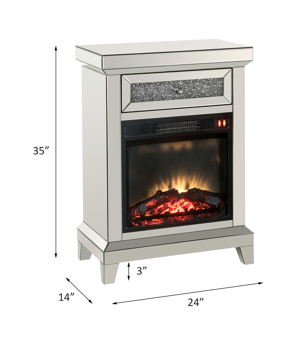 Noralie Mirrored & Faux Diamonds Fireplace