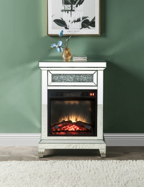 Noralie Mirrored & Faux Diamonds Fireplace