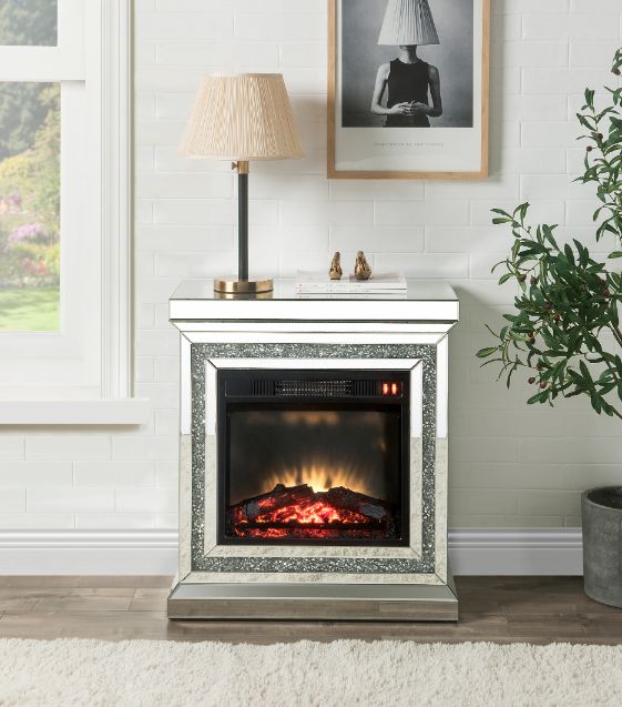 Noralie Mirrored & Faux Diamonds Fireplace