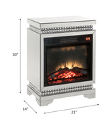 Lotus Mirrored & Faux Ice Cube Crystals Fireplace