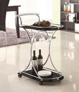 Elfman 2-Shelve Serving Cart Chrome And Black