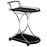 Elfman 2-Shelve Serving Cart Chrome And Black