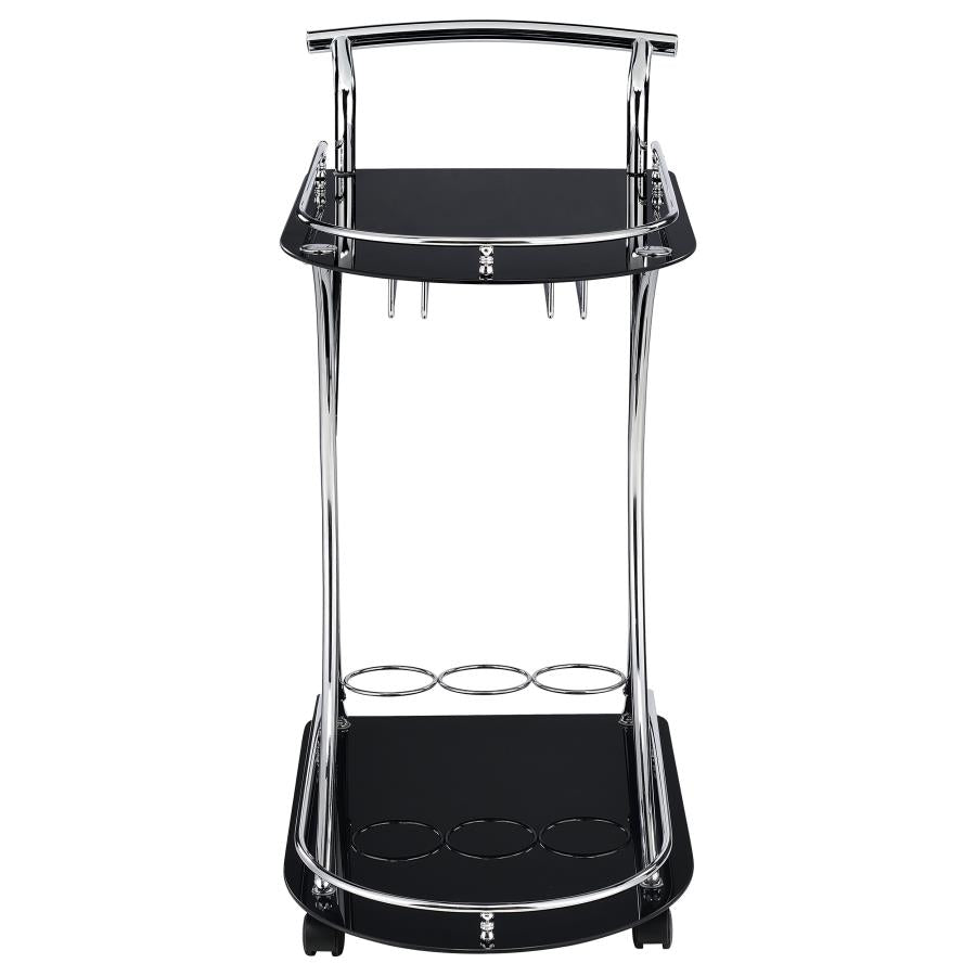 Elfman 2-Shelve Serving Cart Chrome And Black