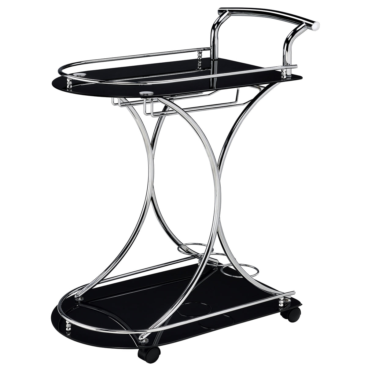 Elfman 2-Shelve Serving Cart Chrome And Black