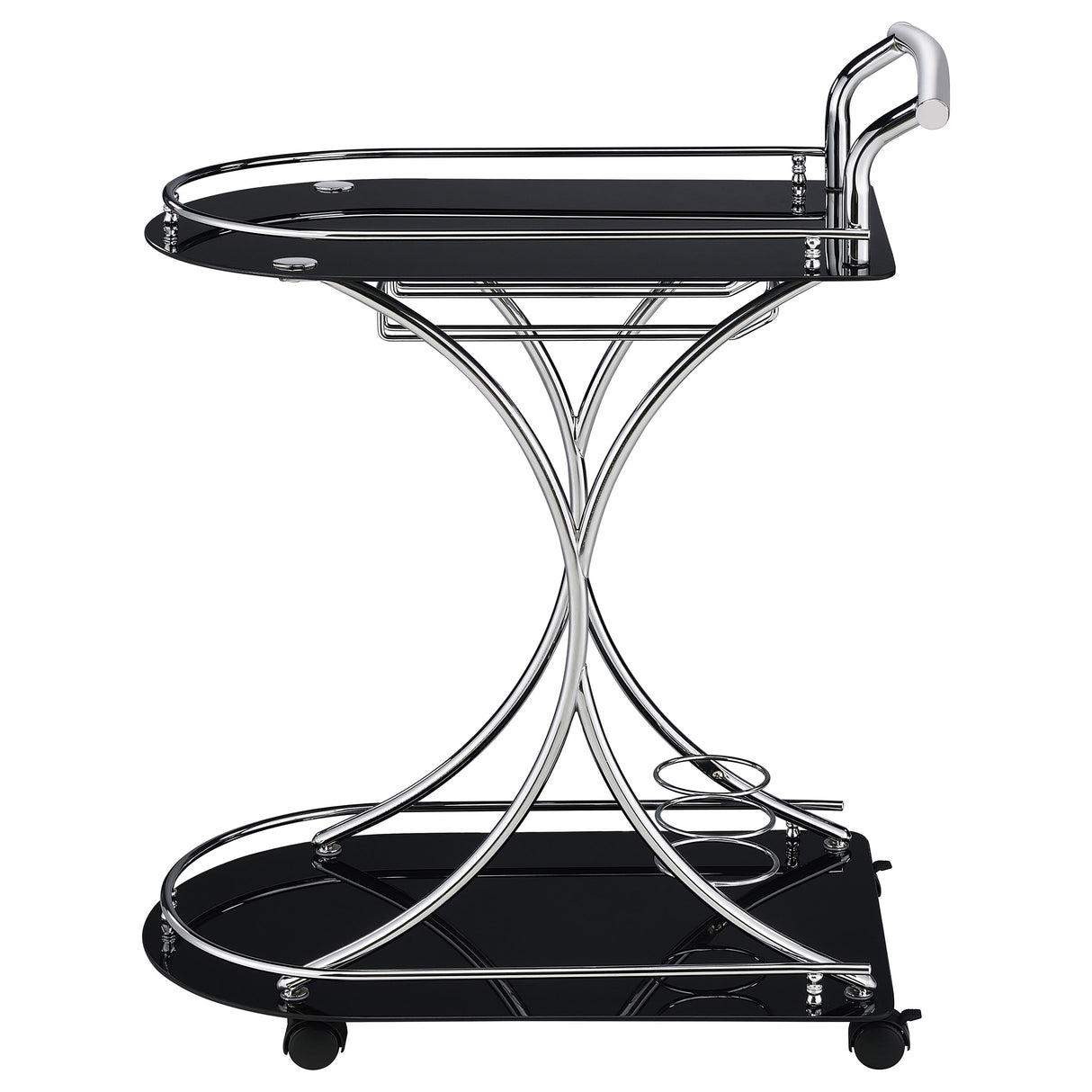 Elfman 2-Shelve Serving Cart Chrome And Black