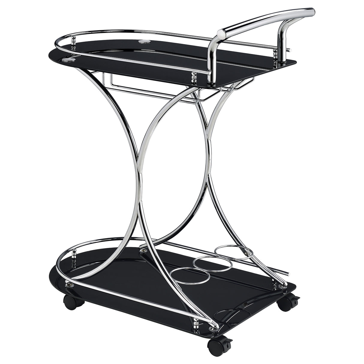 Elfman 2-Shelve Serving Cart Chrome And Black