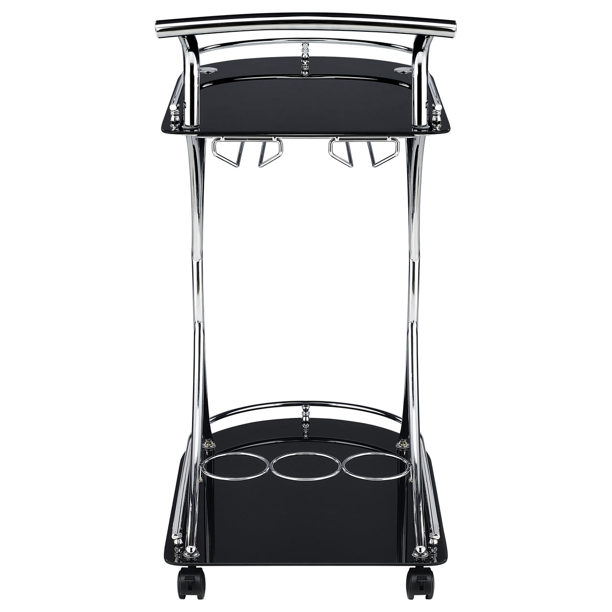 Elfman 2-Shelve Serving Cart Chrome And Black