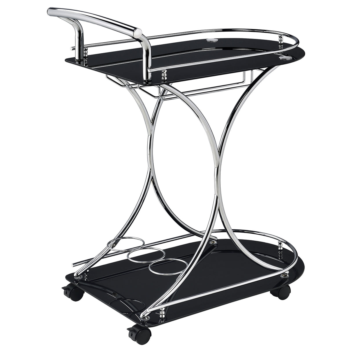 Elfman 2-Shelve Serving Cart Chrome And Black