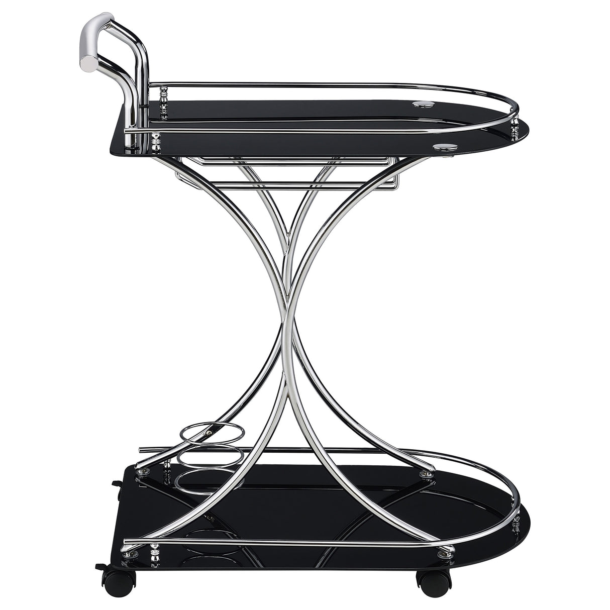 Elfman 2-Shelve Serving Cart Chrome And Black