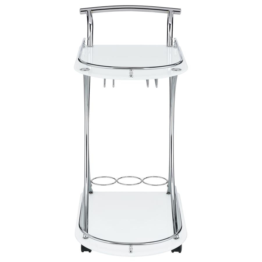 Elfman 2-Shelve Serving Cart Chrome And White