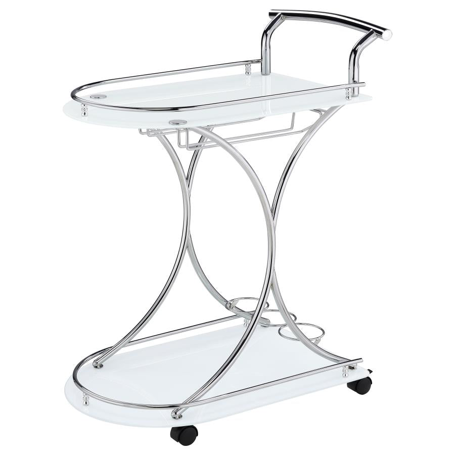 Elfman 2-Shelve Serving Cart Chrome And White