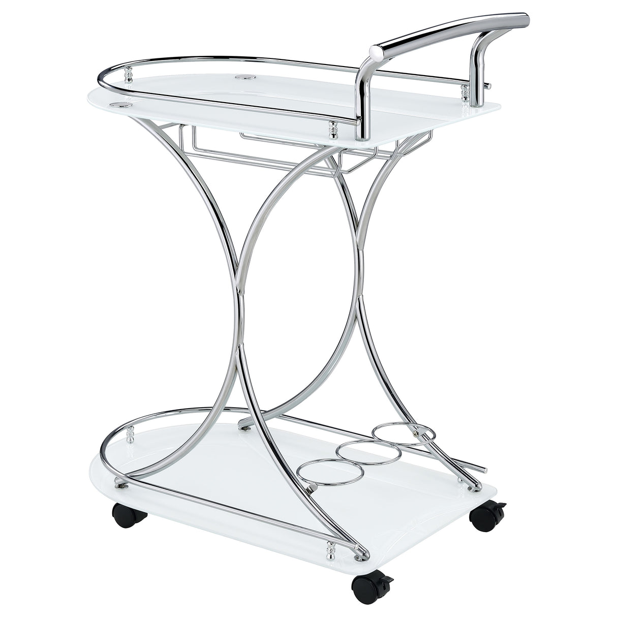 Elfman 2-Shelve Serving Cart Chrome And White