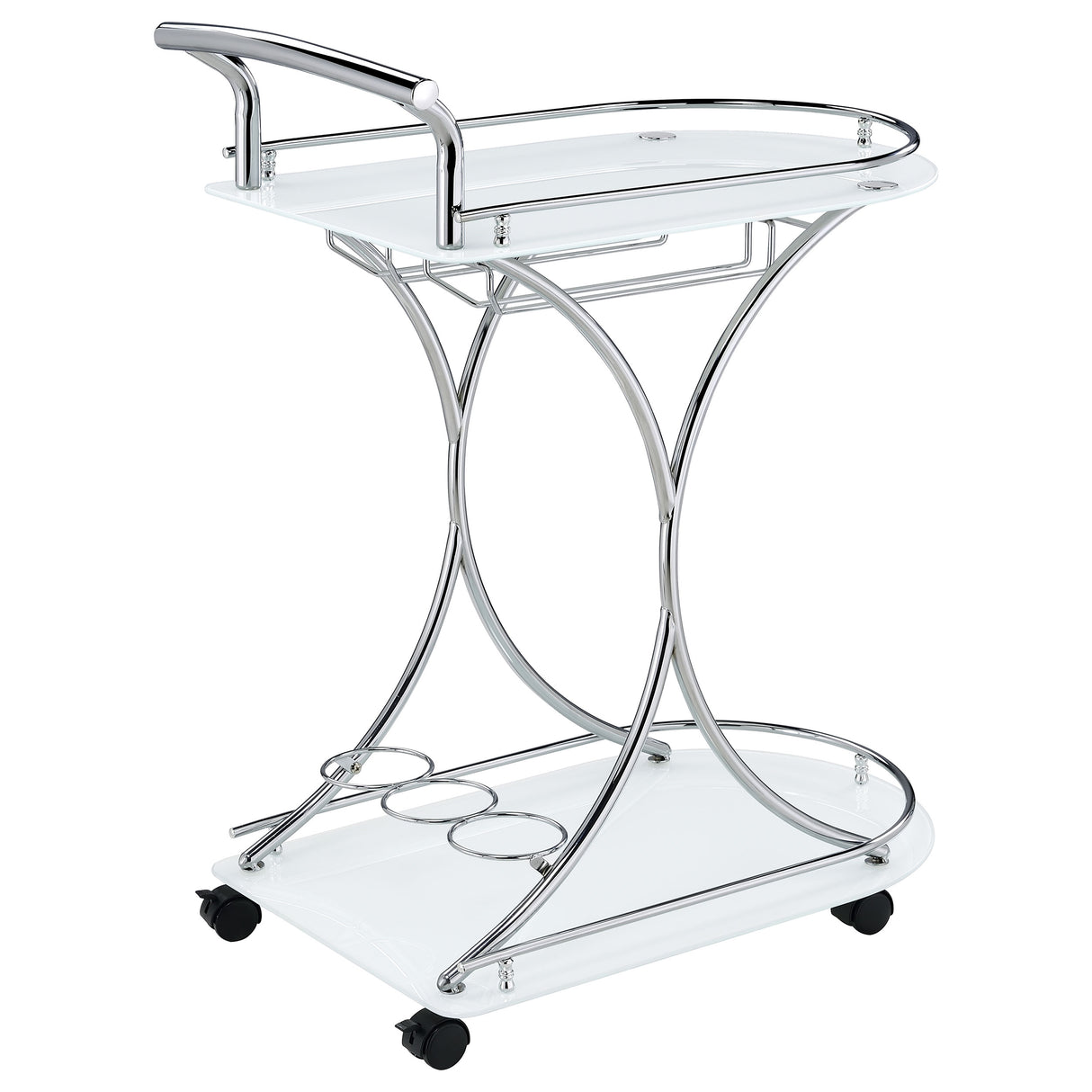 Elfman 2-Shelve Serving Cart Chrome And White