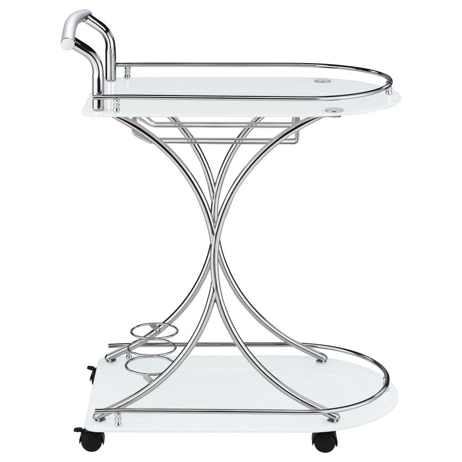 Elfman 2-Shelve Serving Cart Chrome And White