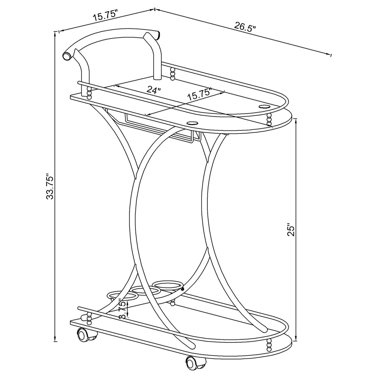 Elfman 2-Shelve Serving Cart Chrome And White