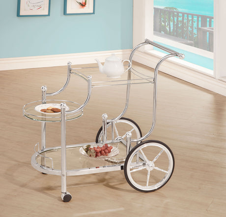 Sarandon 3-Tier Serving Cart Chrome And Clear