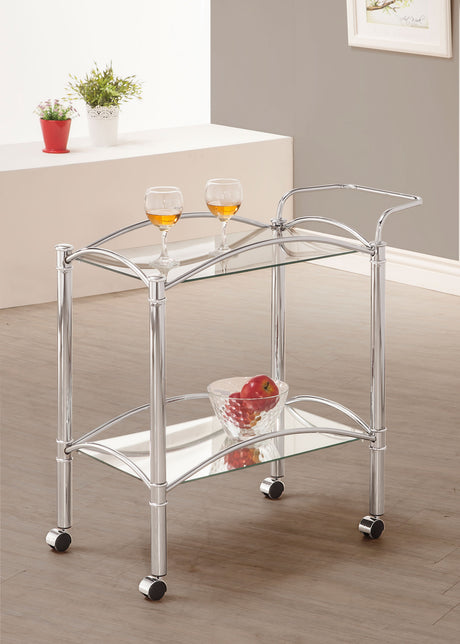 Shadix 2-Tier Serving Cart With Glass Top Chrome And Clear