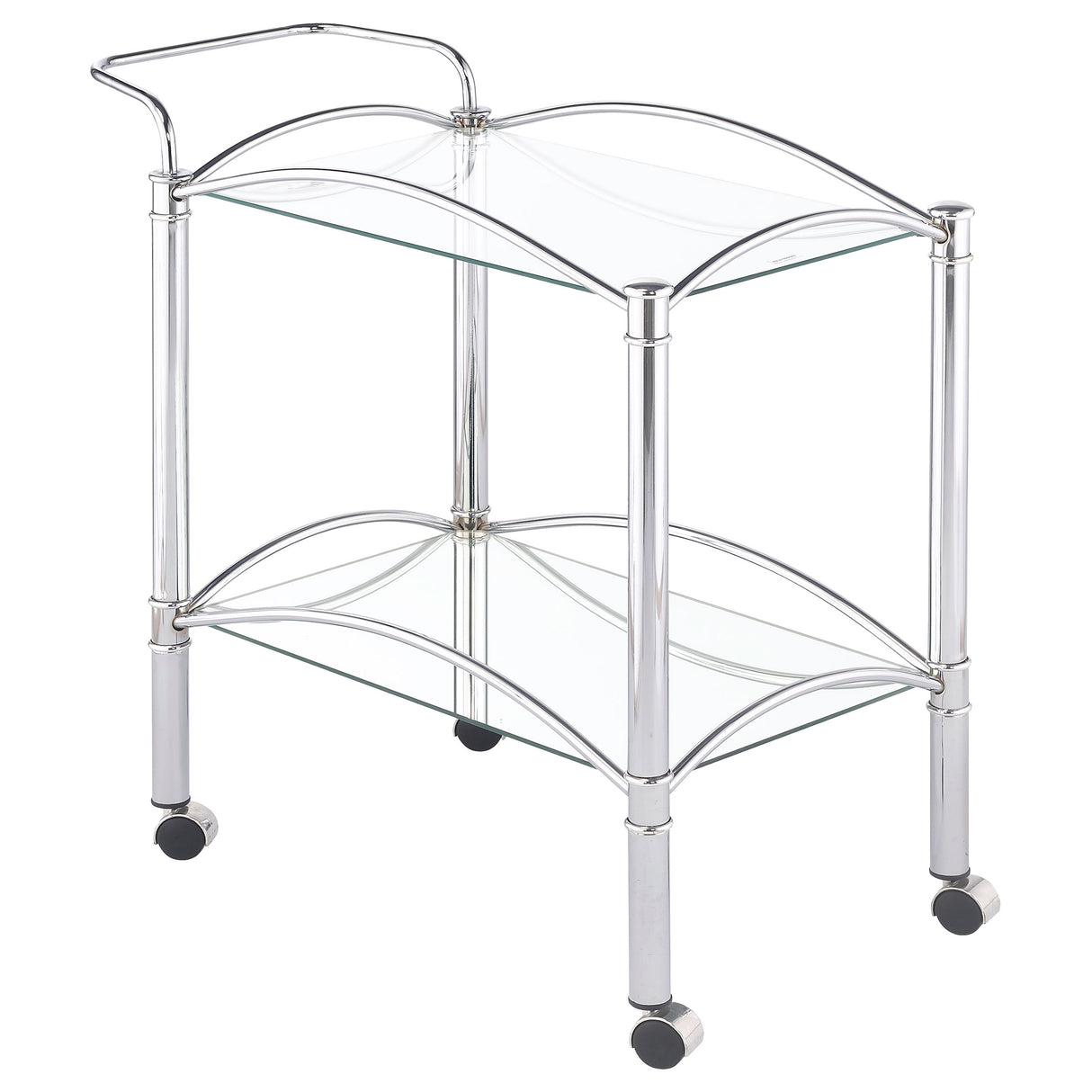 Shadix 2-Tier Serving Cart With Glass Top Chrome And Clear