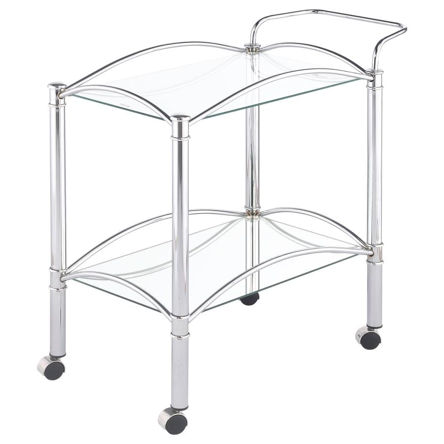 Shadix 2-Tier Serving Cart With Glass Top Chrome And Clear