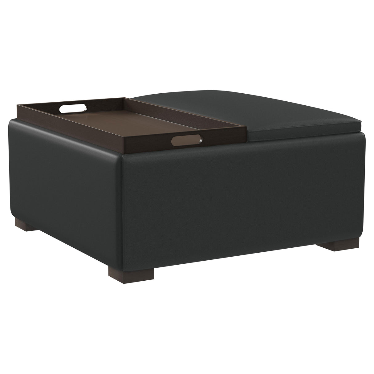 Paris Upholstered Storage Ottoman with Trays Black