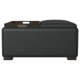 Paris Upholstered Storage Ottoman with Trays Black