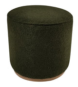 Zena Faux Sheepskin Upholstered Round Ottoman Green