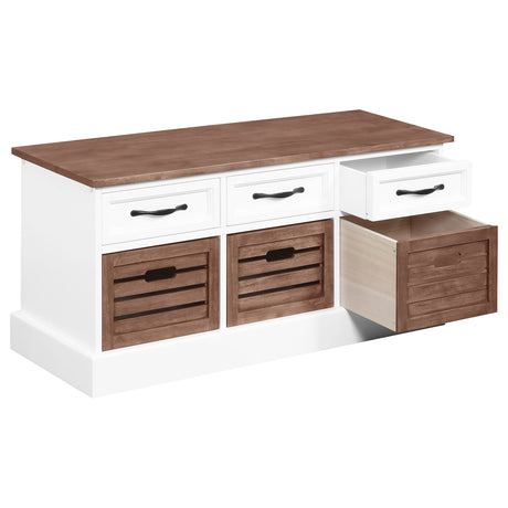 Alma 3-Drawer Storage Bench Weathered Brown And White