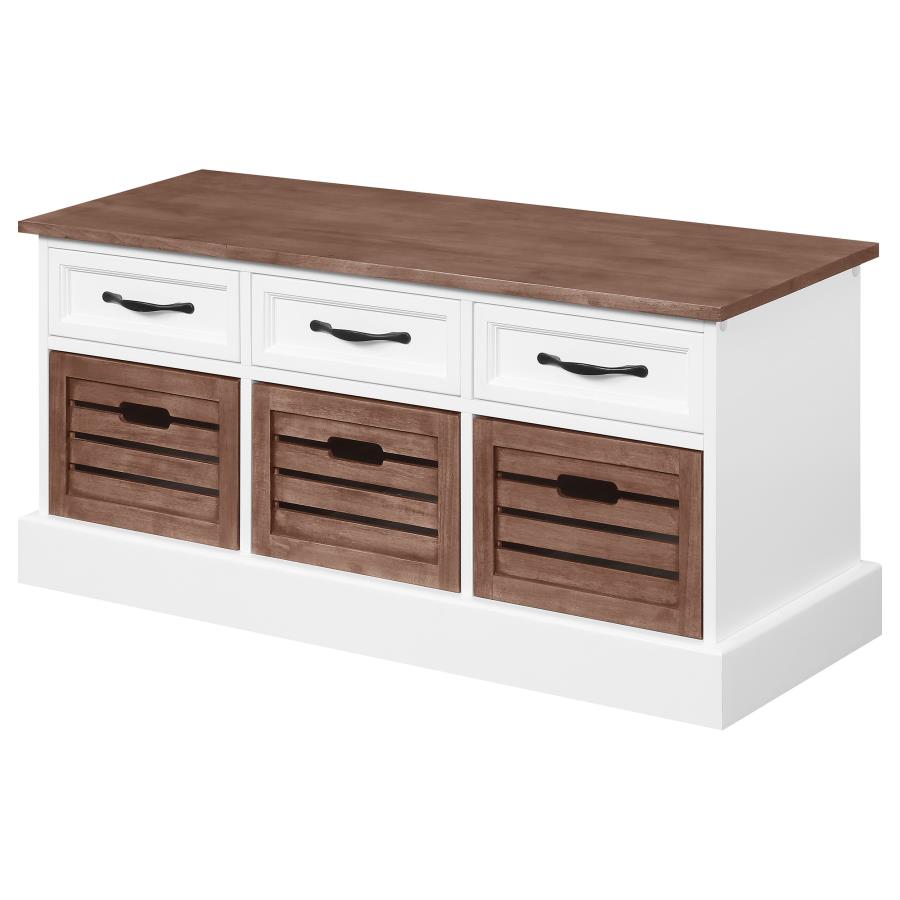 Alma 3-Drawer Storage Bench Weathered Brown And White