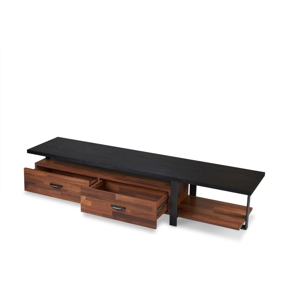 Elling Walnut & Black Finish Tv Stand