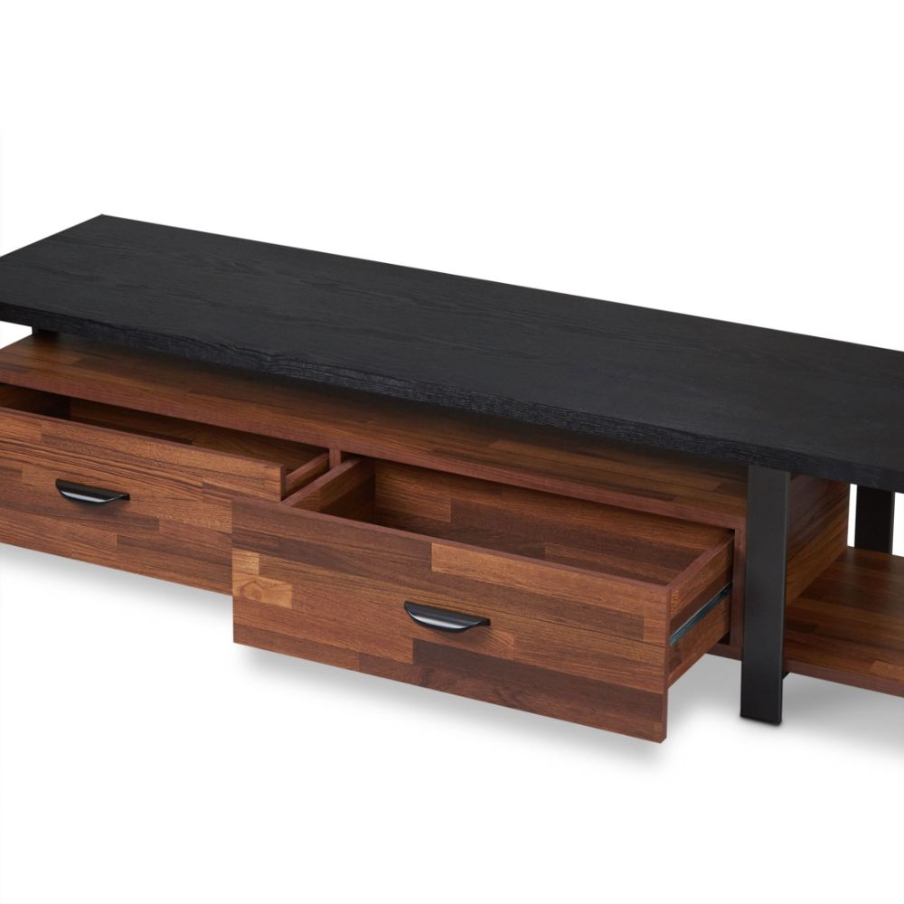 Elling Walnut & Black Finish Tv Stand