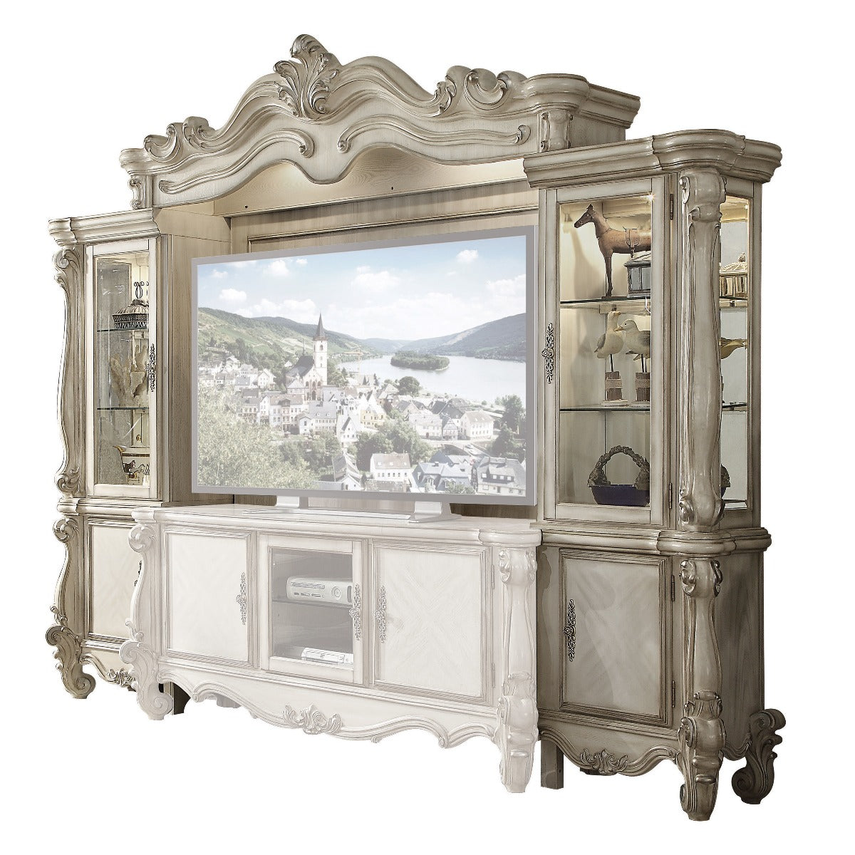 Versailles Bone White Finish Entertainment Center