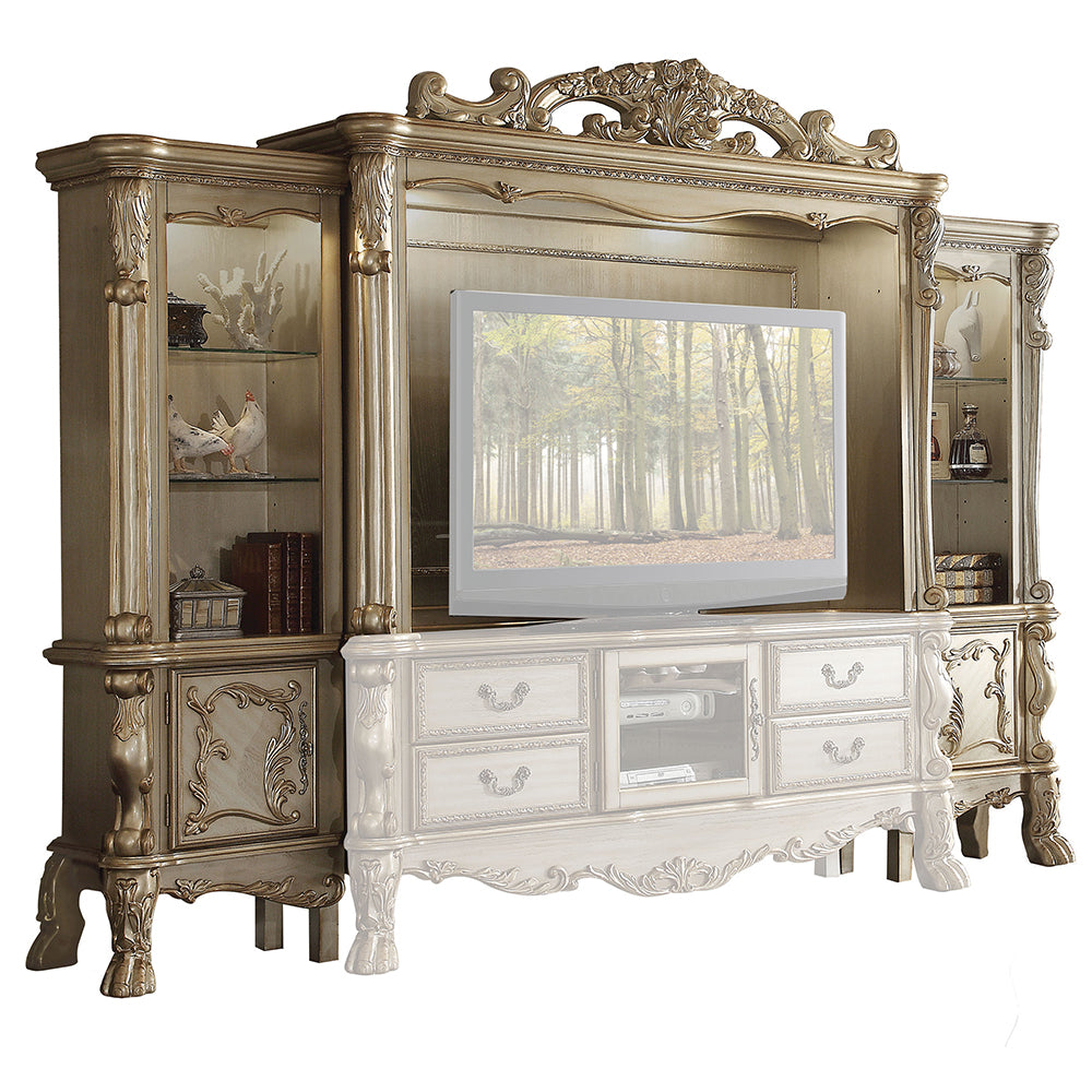 Dresden Gold Patina & Bone Finish Entertainment Center