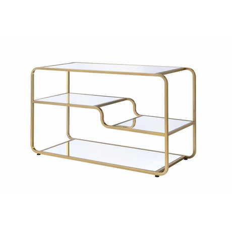 Astrid Mirroed & Gold Finish Tv Stand