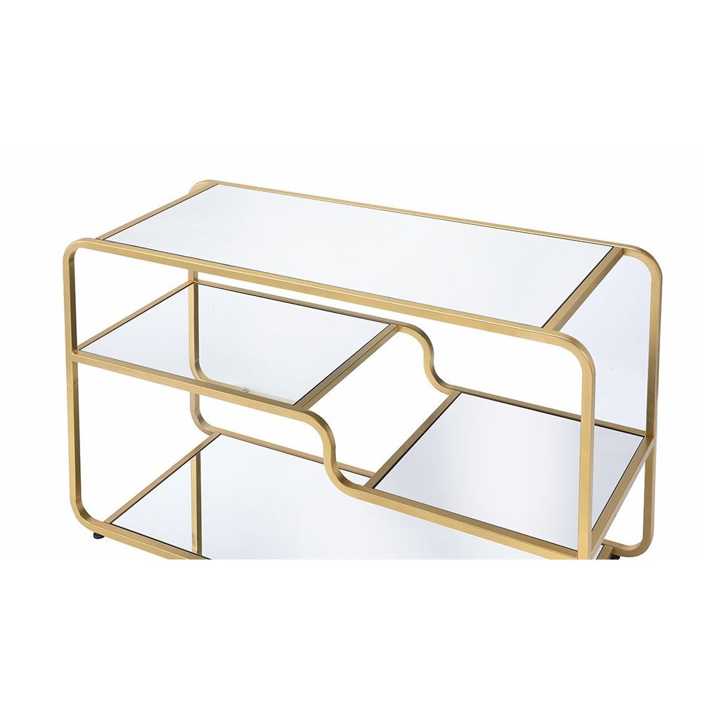 Astrid Mirroed & Gold Finish Tv Stand