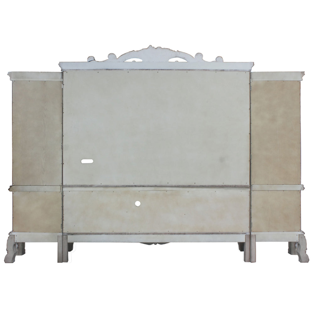 Dresden Vintage Bone White Finish Entertainment Center