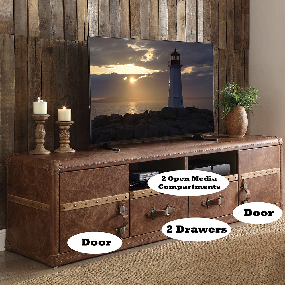 Aberdeen Retro Brown Top Grain Leather Tv Stand