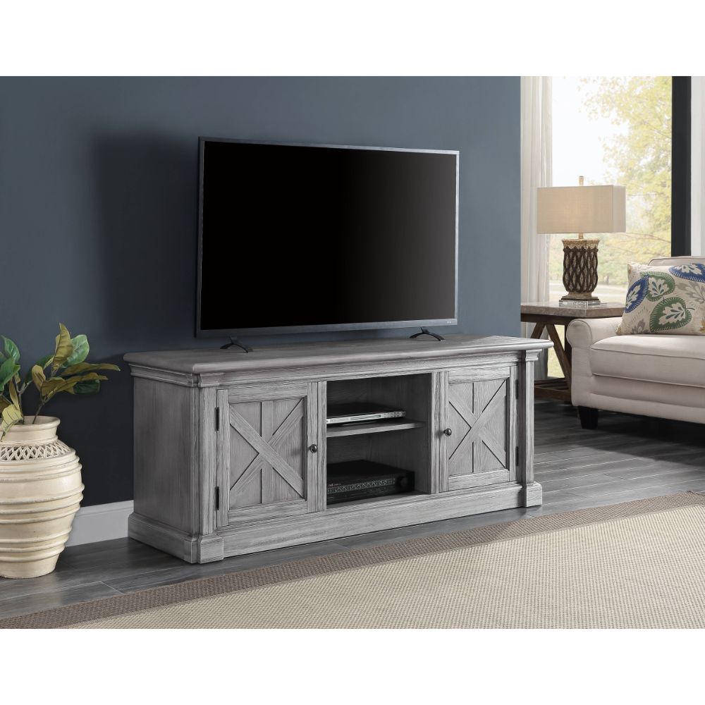 Lucinda Gray Oak Finish Tv Stand