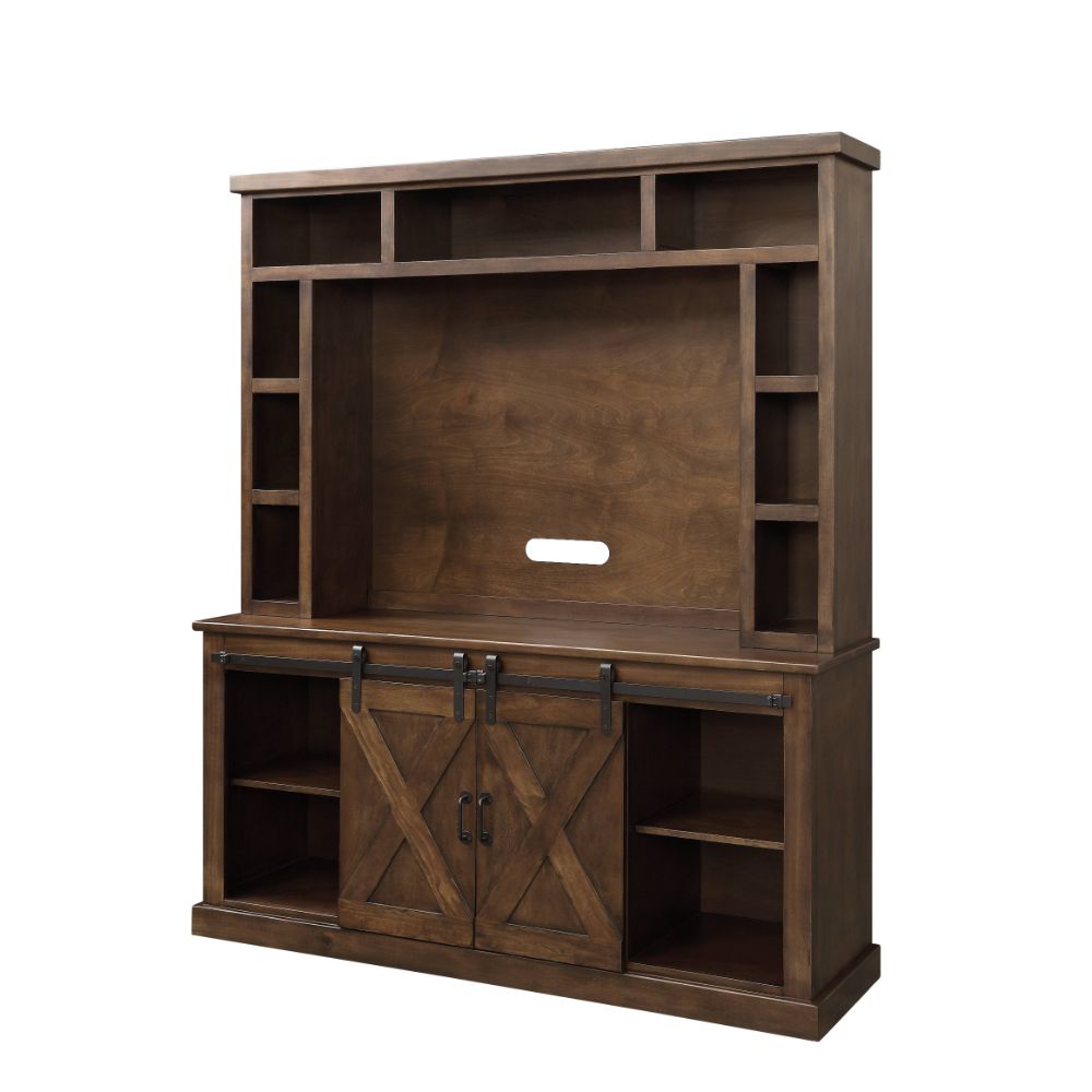 Aksel Walnut Finish Entertainment Center