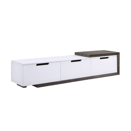 Orion White High Gloss & Rustic Oak Finish Tv Stand