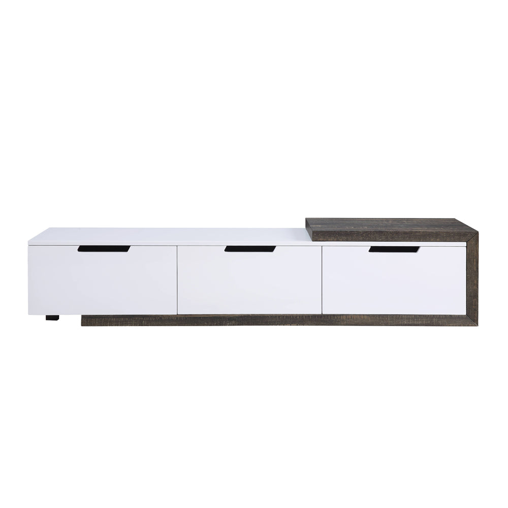 Orion White High Gloss & Rustic Oak Finish Tv Stand