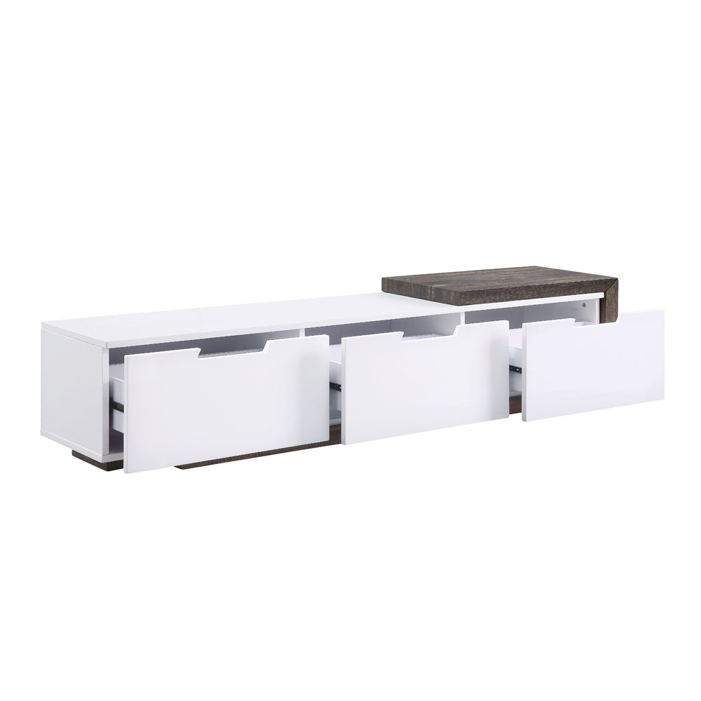 Orion White High Gloss & Rustic Oak Finish Tv Stand