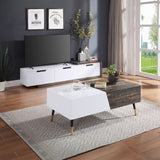 Orion White High Gloss & Rustic Oak Finish Tv Stand