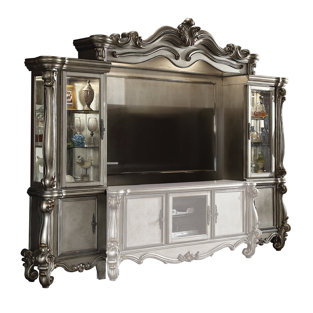 Versailles Antique Platinum Finish Entertainment Center