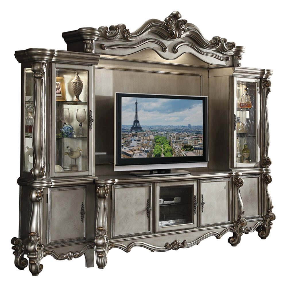 Versailles Antique Platinum Finish Entertainment Center