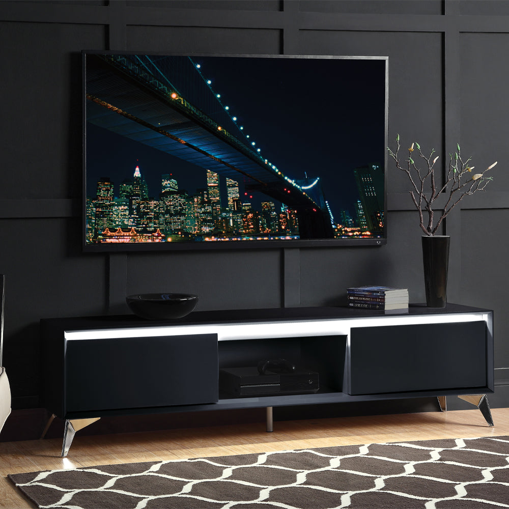 Raceloma Led, Black & Chrome Finish Tv Stand