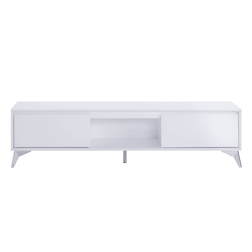 Raceloma Led, White & Chrome Finish Tv Stand