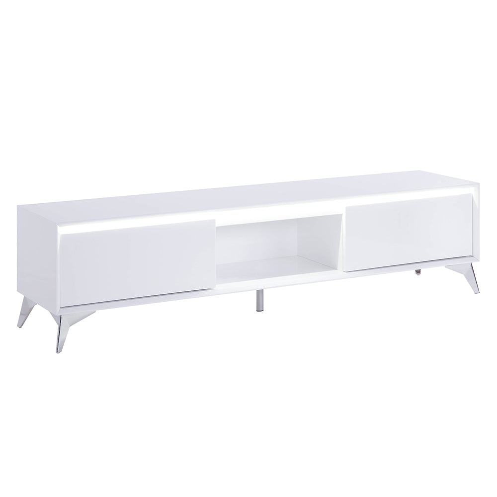 Raceloma Led, White & Chrome Finish Tv Stand