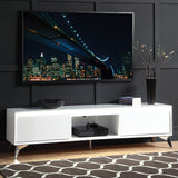 Raceloma Led, White & Chrome Finish Tv Stand