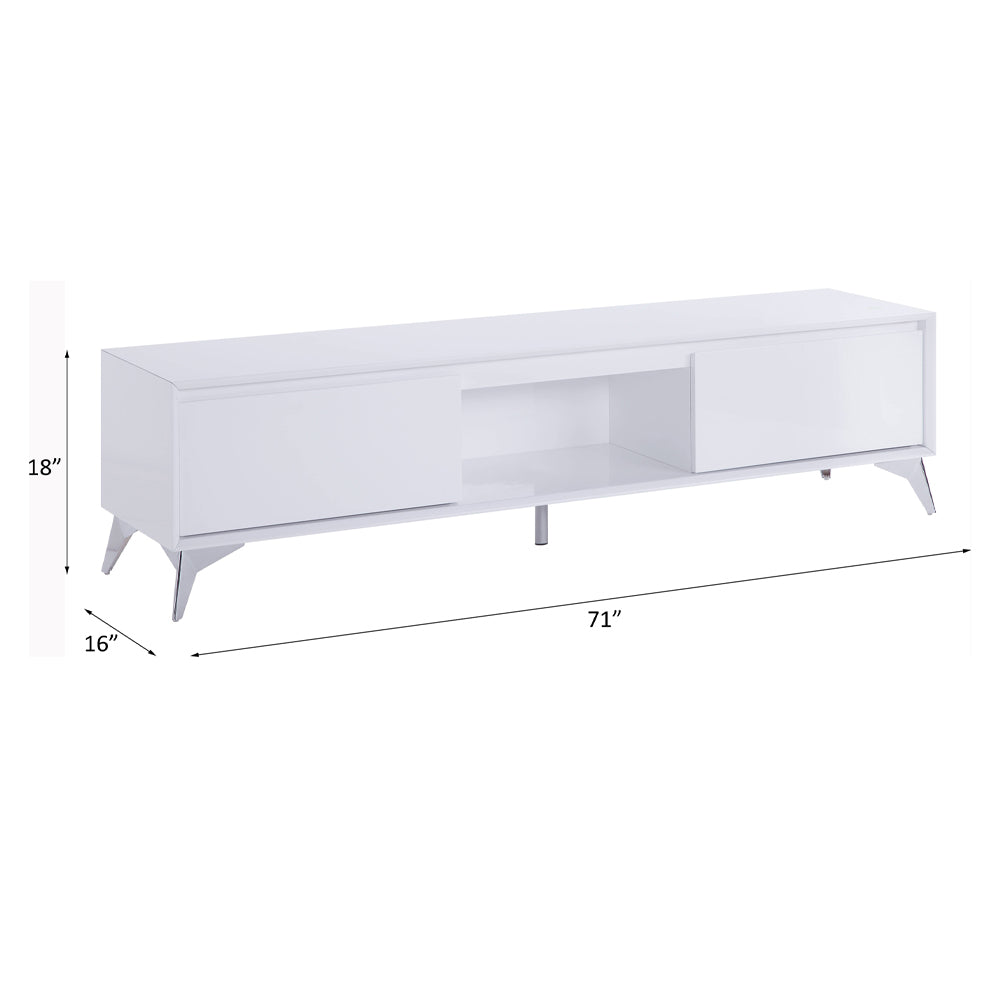 Raceloma Led, White & Chrome Finish Tv Stand